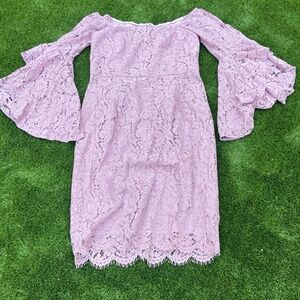 City Chic Lace Amour Off the Shoulder Dress (Plus Size)